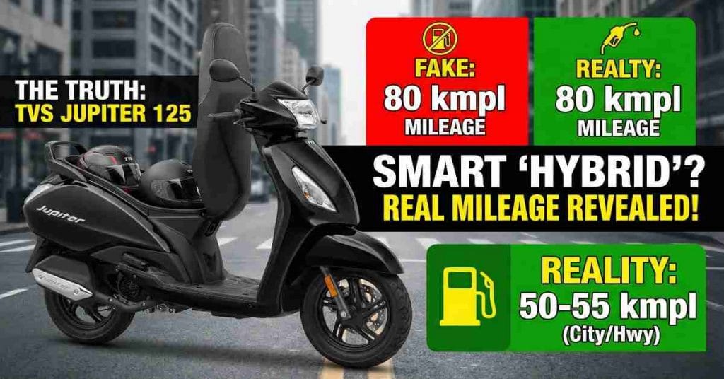 TVS Jupiter 125 "Hybrid" Truth: Does It Really Give 80kmpl Mileage? Reality Check!