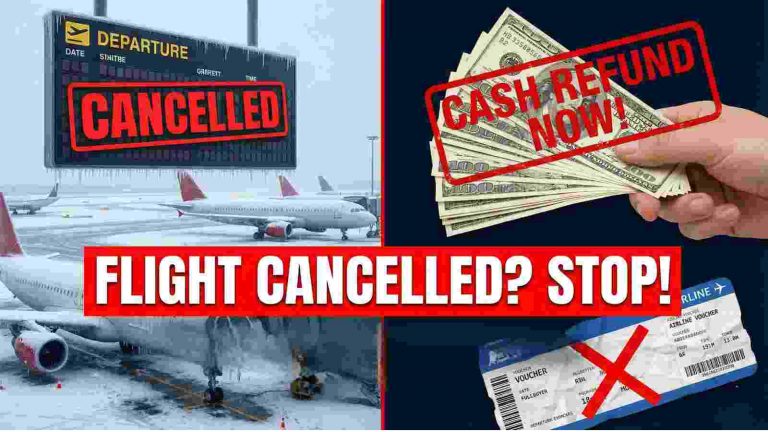 Flight Cancelled Cash Refund Winter Storm