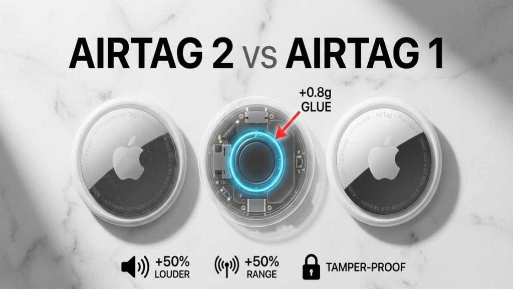 AirTag 2 weighs 0.8g more—that's glue securing the speaker against stalkers. Plus iOS 26 requirement trap. Should you upgrade? Real comparison inside.